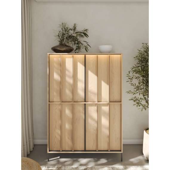Skap ITAMI 105x151 cm - eik - med LED lys