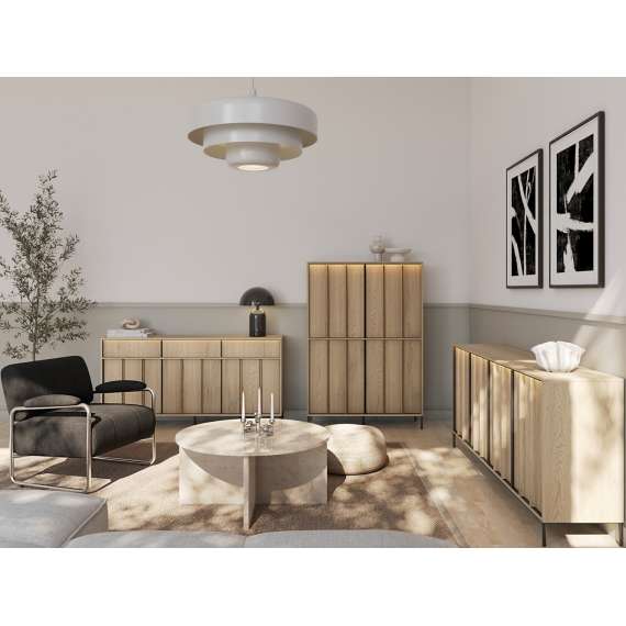Skap ITAMI 105x151 cm - eik - med LED lys