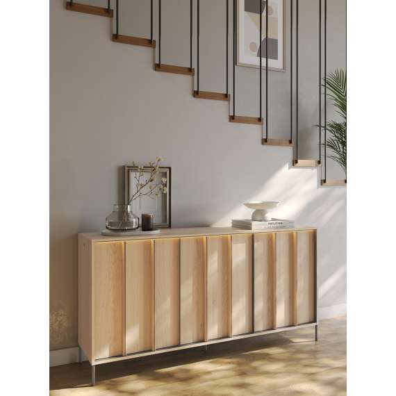 Skjenk ITAMI 165x83 cm - eik - med LED lys
