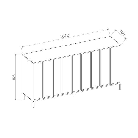 Skjenk ITAMI 165x83 cm - eik - med LED lys