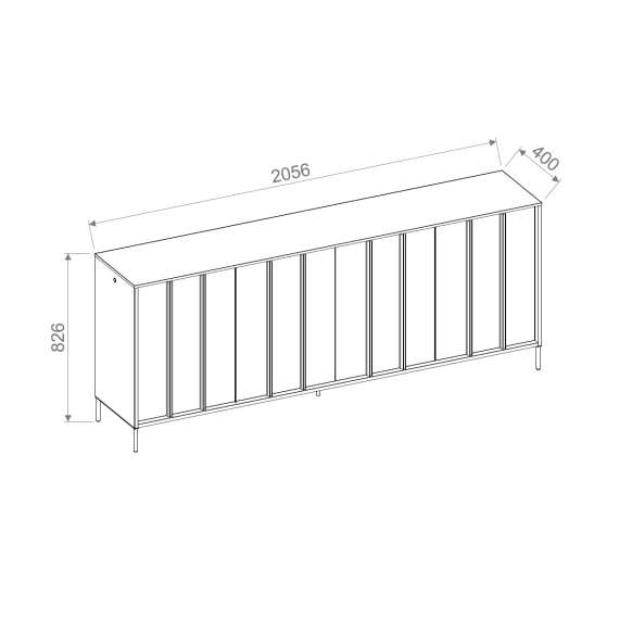 Skjenk ITAMI 206x83 cm - eik - med LED lys