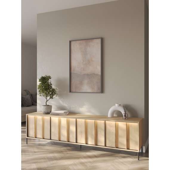 Tv-benk ITAMI 206x56 cm - eik - med LED lys