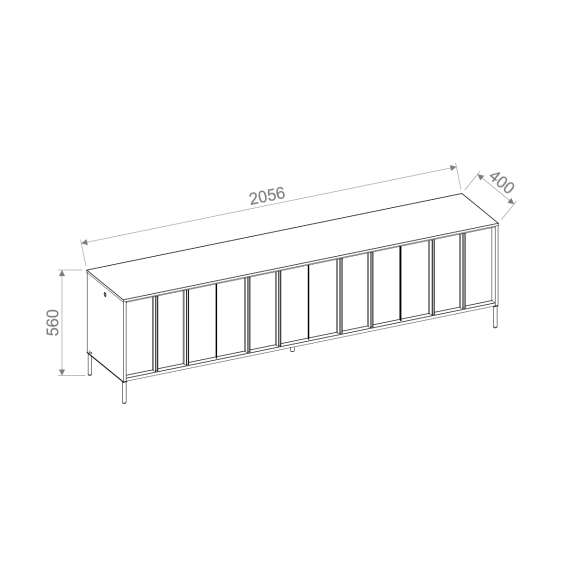 Tv-benk ITAMI 206x56 cm - eik - med LED lys