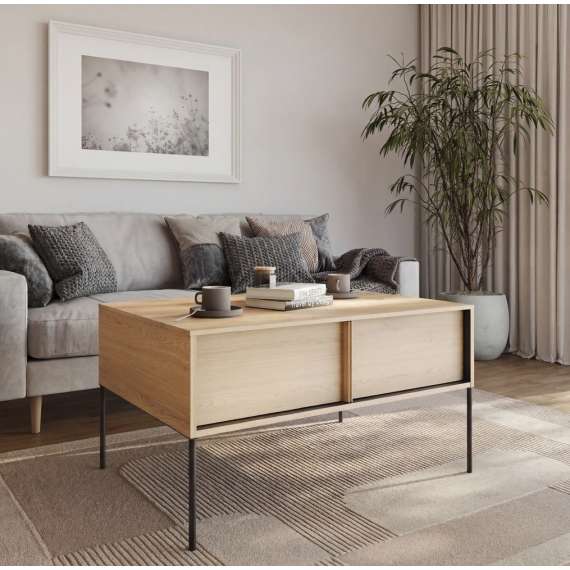 Sofabord ITAMI 100x70 cm - eik - med oppbevaringsskuff