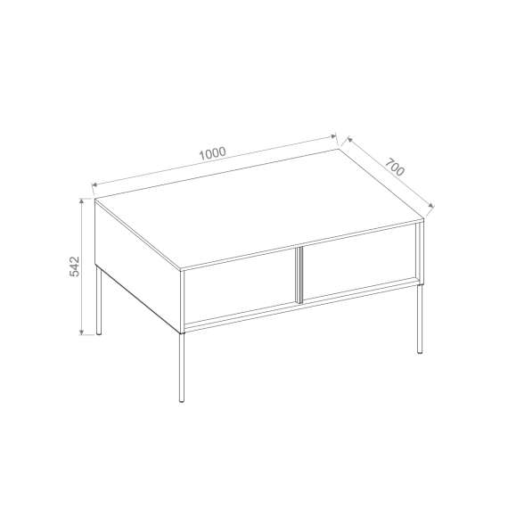 Sofabord ITAMI 100x70 cm - eik - med oppbevaringsskuff
