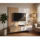 Tv-benk med veggpanel NOIR I - 160x148 cm - eik cremona - imitasjon marmor hvit- spiler
