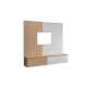 Tv-benk med veggpanel NOIR I - 160x148 cm - eik cremona - imitasjon marmor hvit- spiler