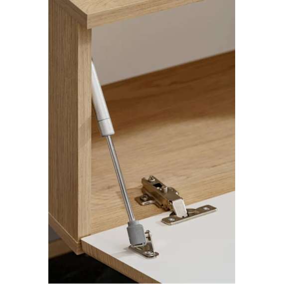 Tv-benk med veggpanel NOIR I - 160x148 cm - eik cremona - imitasjon marmor hvit- spiler
