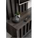 Tv-benk med veggpanel NOIR II - 160x148 cm - eik grafitt - hvit marmor imitasjon - spiler