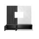 Tv-benk med veggpanel NOIR II - 160x148 cm - eik grafitt - hvit marmor imitasjon - spiler