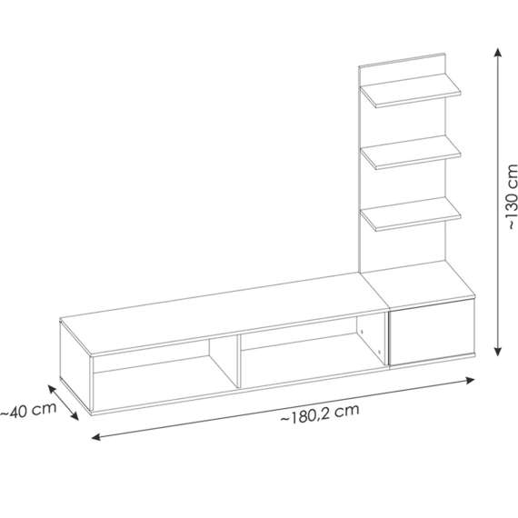 Tv-benk med veggpanel JOY - 168x130 cm - eik cremona