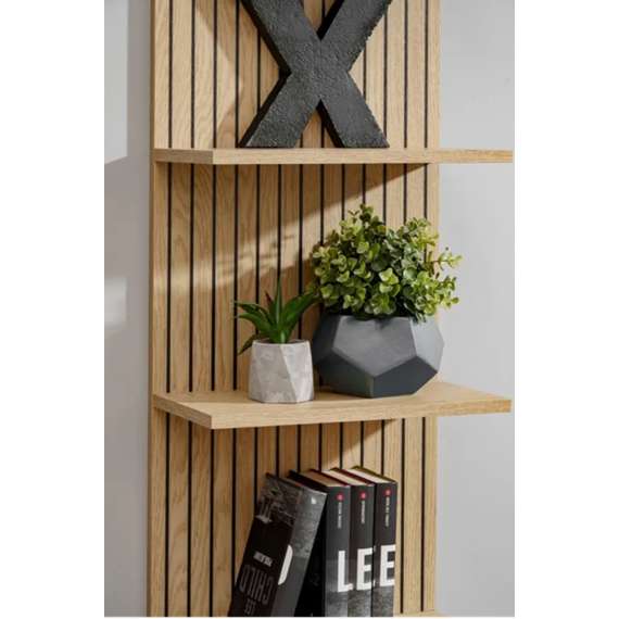 Tv-benk med veggpanel JOY - 168x130 cm - eik cremona