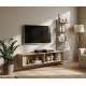 Tv-benk med veggpanel JOY - 168x130 cm - eik cremona - grå leire
