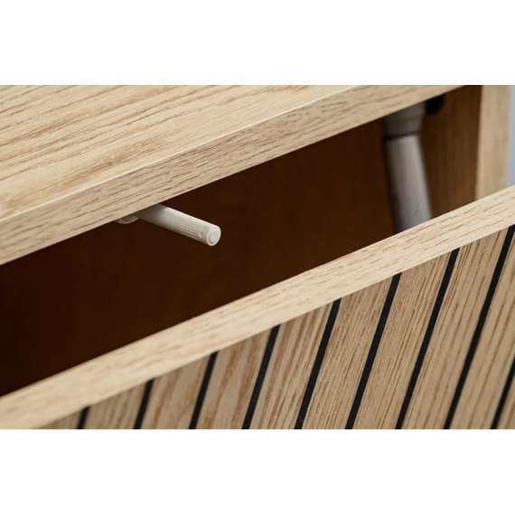 Tv-benk med veggpanel JOY - 168x130 cm - eik cremona - grå leire