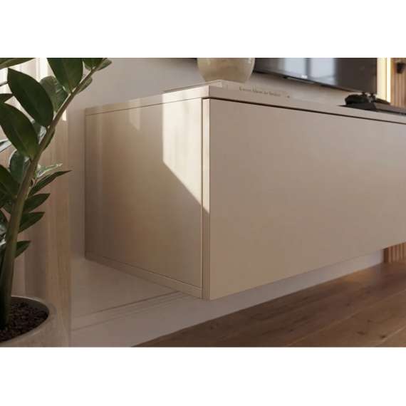 Tv-benk med veggpanel  LUZZ 220x160 cm - 3 dører - eik evoke - leira