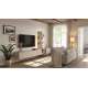 Tv-benk med veggpanel  LUZZ 220x160 cm - 3 dører - eik evoke - leira