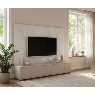 Tv-benk med veggpanel  GLAM 180x155 cm - 2 dører - cashmere