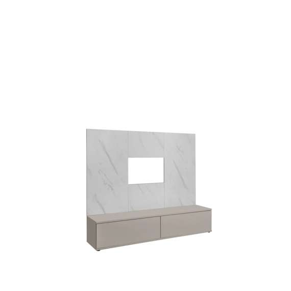Tv-benk med veggpanel  GLAM 180x155 cm - 2 dører - cashmere