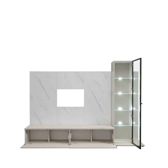 Seksjon GLAM I 240x155 cm - cashmere - hvit marmor imitasjon