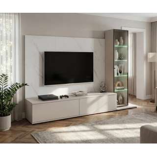 Seksjon GLAM I 240x155 cm - cashmere - hvit marmor imitasjon