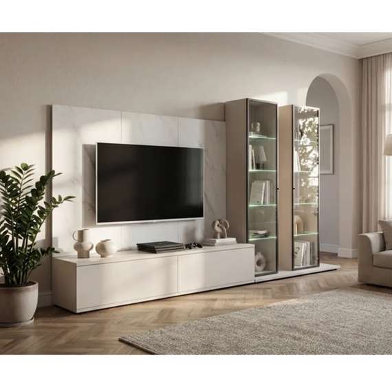 Seksjon GLAM II 300x155/174 cm - cashmere - hvit marmor imitasjon