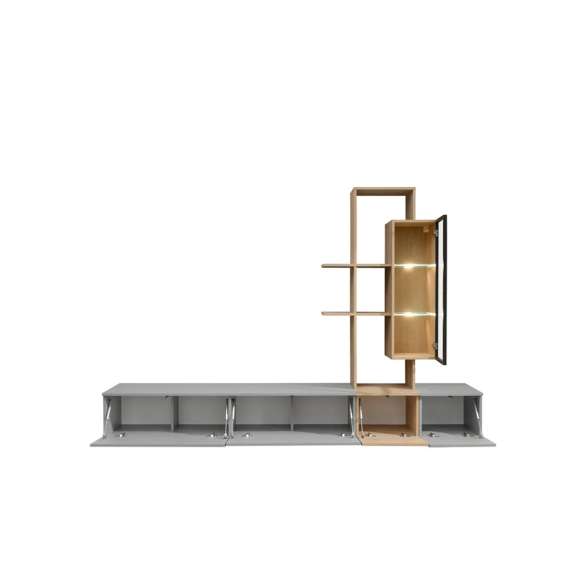 Seksjon LEO - 240x160 cm - arktisk grå - eik cremona