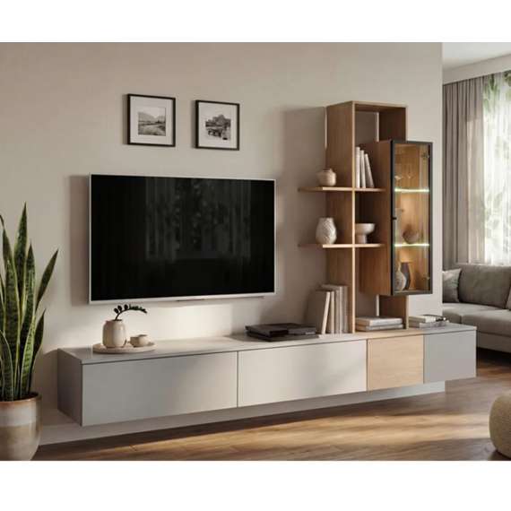 Seksjon LEO - 240x160 cm - arktisk grå - eik cremona