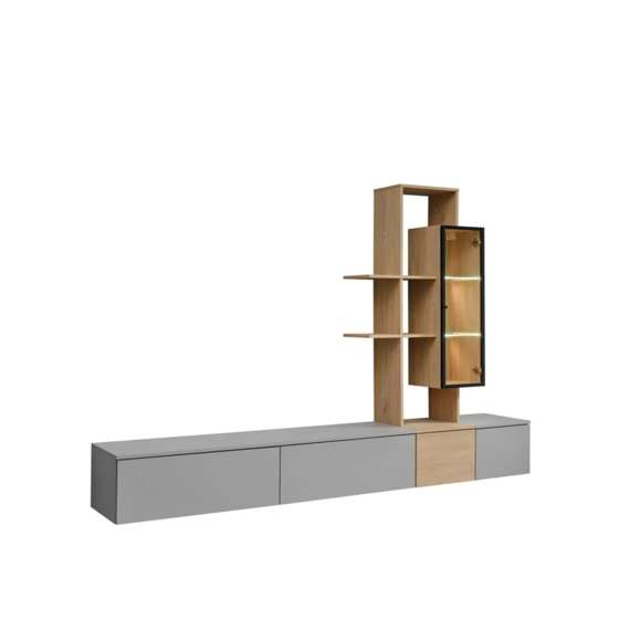 Seksjon LEO - 240x160 cm - arktisk grå - eik cremona