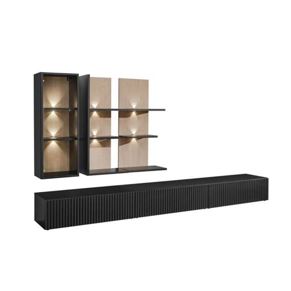 Seksjon SOUL - 300x160 cm - svart matt - eik viking