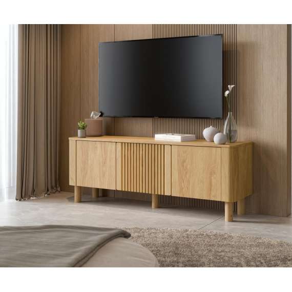 Tv-benk ARANGO 150x55 cm - 3 dører - eik hickory