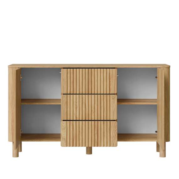Skjenk ARANGO 150x85 cm -  dører - 3 skuffer - eik hickory
