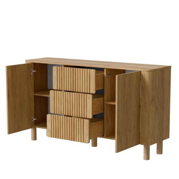 Skjenk ARANGO 150x85 cm -  dører - 3 skuffer - eik hickory