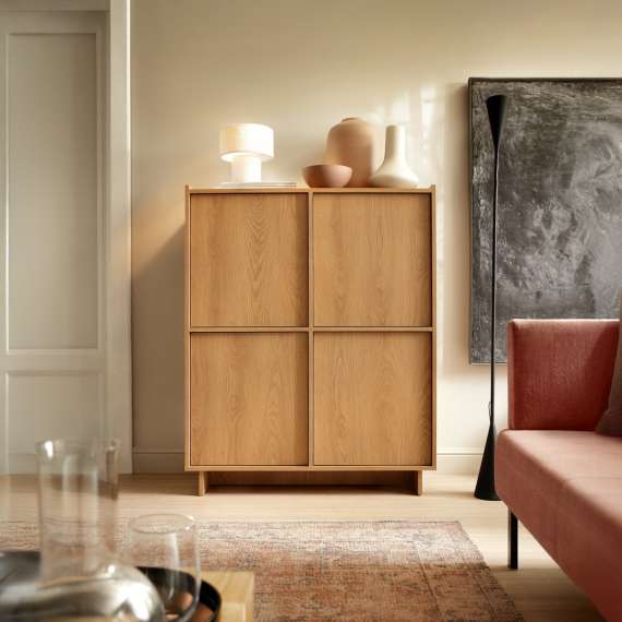 Skap Yasumi 98x124 cm - eik - 4 dører