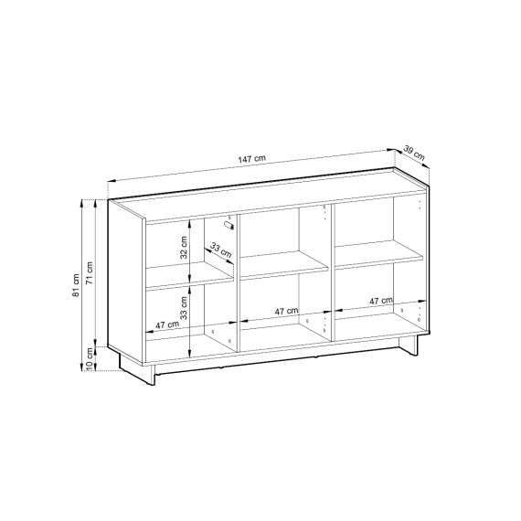 Skjenk Yasumi 147x82 cm - eik - 3 dører