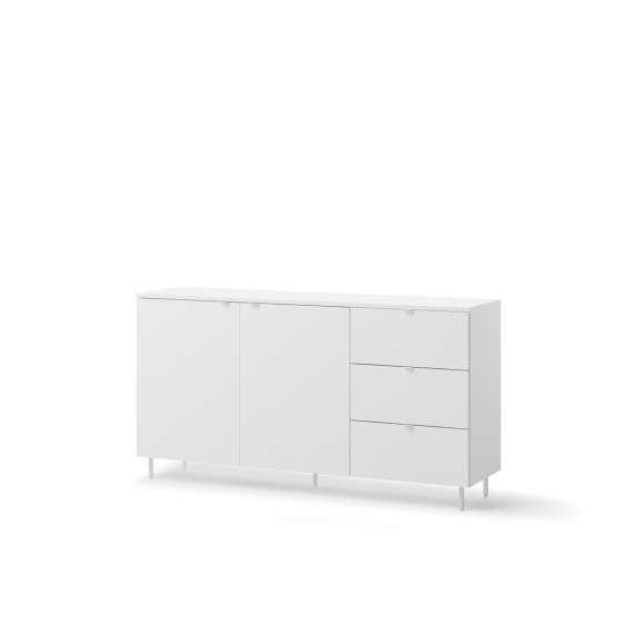 Skjenk Mila 151x80 cm - hvit - 2 dører - 3 skuffer