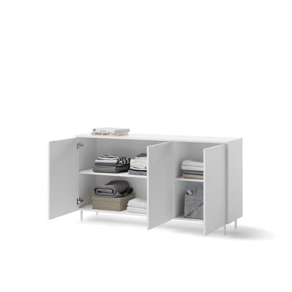 Skjenk Mila 151x80 cm - hvit - 3 dører