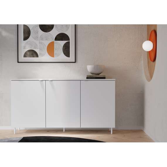 Skjenk Mila 151x80 cm - hvit - 3 dører