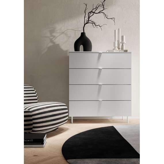 Kommode Mila 90x103 cm - hvit - skuffer