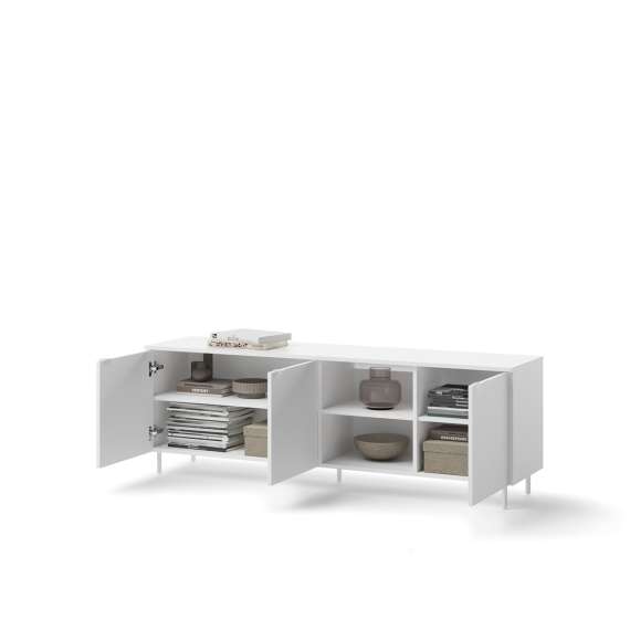 Tv-benk Mila 167x56 cm - hvit - 3 dører