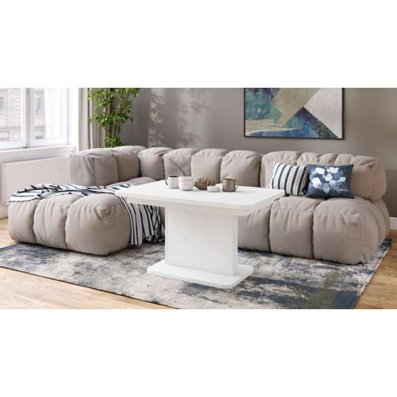 Sofabord ASTON MINI - 110-138x70 cm - hvit matt