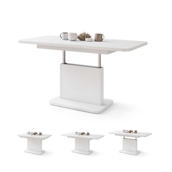 Sofabord ASTON MINI - 110-138x70 cm - hvit matt