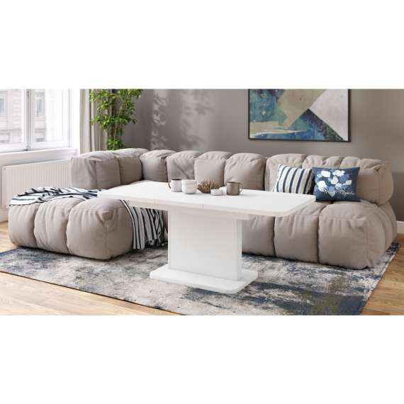 Sofabord ASTON MINI - 110-138x70 cm - hvit matt