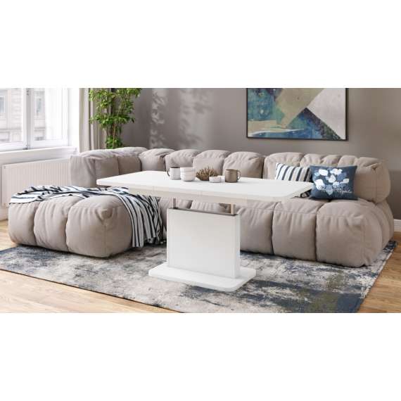 Sofabord ASTON MINI - 110-138x70 cm - hvit matt