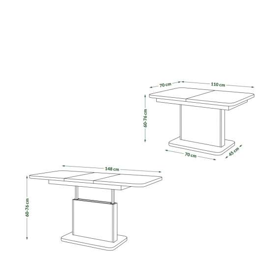 Sofabord ASTON MINI - 110-138x70 cm - valnøtt
