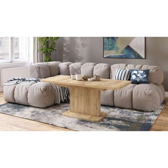 Sofabord ASTON MINI - 110-138x70 cm - eik craft gold