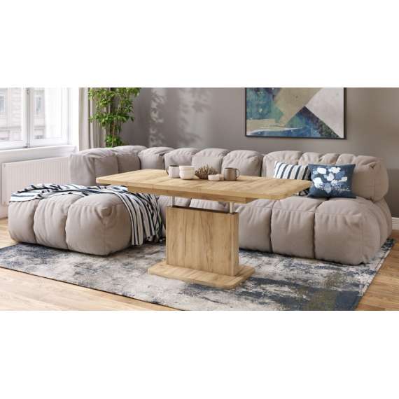 Sofabord ASTON MINI - 110-138x70 cm - eik craft gold