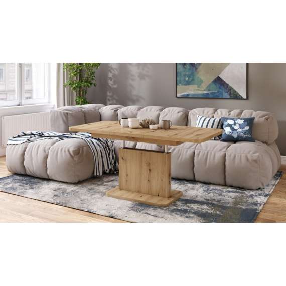 Sofabord ASTON MINI - 110-138x70 cm - eik artisan