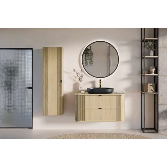 Servantskap Ovalia 100 cm - eik - 2 skuffer
