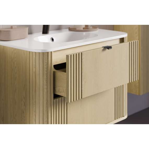 Baderomssett Ovalia 80 cm - eik - 3 deler
