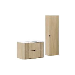 Baderomssett Ovalia 80 cm - eik - 3 deler